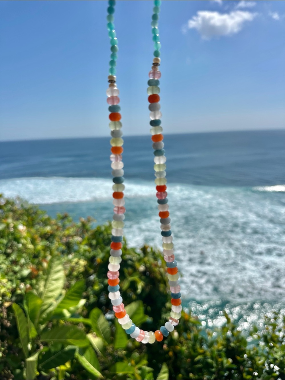 Free People Multicolor Beaded Necklace with Aqua Accents